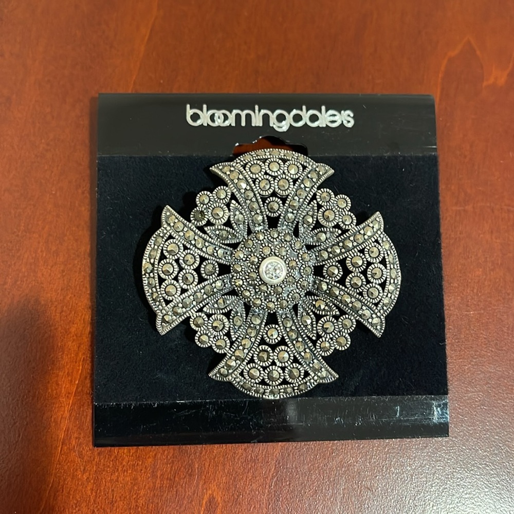 Sterling Silver and Marcasite Pin / Brooch from Bloomingdales- NWT - Never Worn